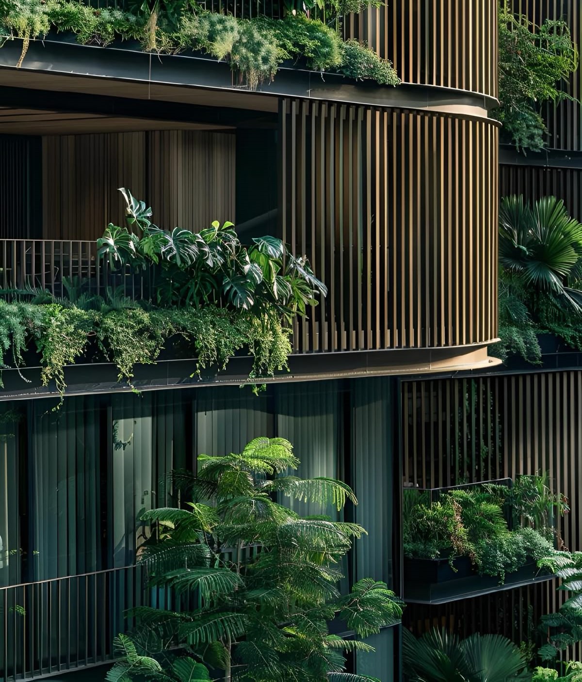 Sustainable modern glass building and development representing ESG values